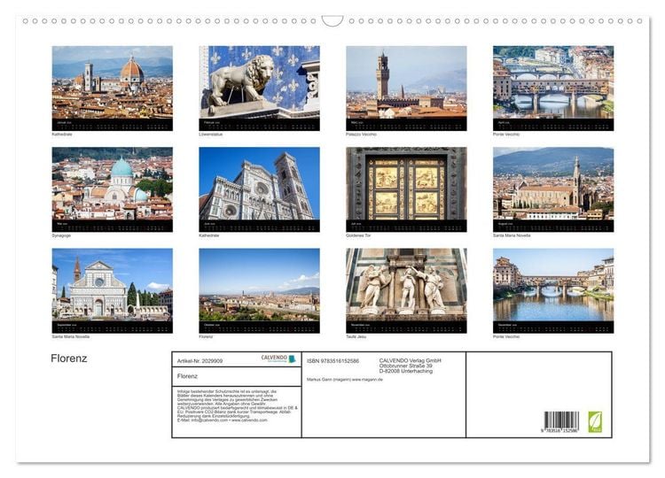 Produktbild: Florenz (Wandkalender 2026 DIN A2 quer), CALVENDO Monatskalender