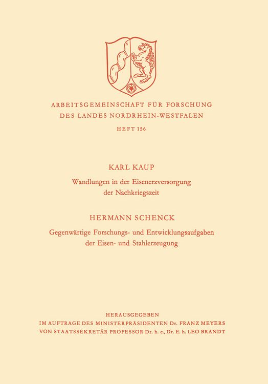 Produktbild: Wandlungen in der Eisenerzversorgung der Nachkriegszeit. Gegenw&auml;rtige Forschungs- und Entwicklungsaufgaben der Eisen- und Stahlerzeugung