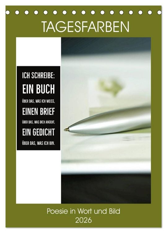 Produktbild: Tagesfarben - Poesie in Wort und Bild (Tischkalender 2026 DIN A5 hoch), CALVENDO Monatskalender