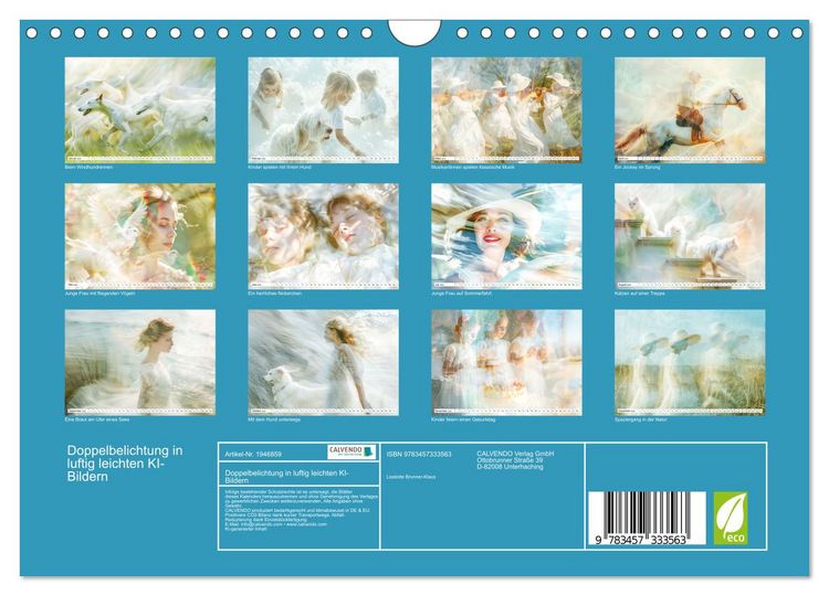 Produktbild: Doppelbelichtung in luftig leichten KI-Bildern (Wandkalender 2026 DIN A4 quer), CALVENDO Monatskalender