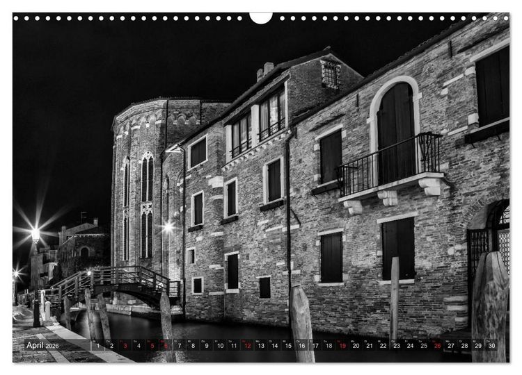 Produktbild: Leuchtendes Venedig &hellip;in monochrom (Wandkalender 2026 DIN A3 quer), CALVENDO Monatskalender