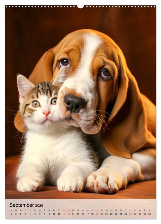 Produktbild: Basset Hound - freundlich und anh&auml;nglich (Wandkalender 2026 DIN A2 hoch), CALVENDO Monatskalender