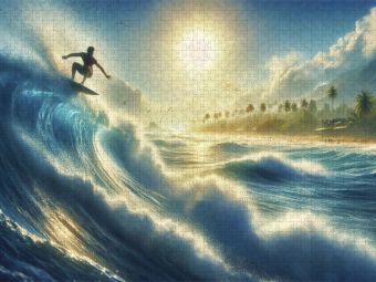 Produktbild: CALVENDO Puzzle Manchmal ist es besser, einfach mit den Wellen zu schwimmen, als gegen sie anzuk&auml;mpfen. | 1000 Teile Lege-Gr&ouml;&szlig;e 64x48cm Foto-Puzzle f&uuml;