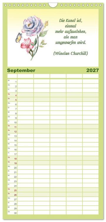 Produktbild: Familienplaner 2027 - 12 unterhaltsame Zitate f&uuml;r ein sch&ouml;nes Jahr mit 5 Spalten (Wandkalender, 21 x 45 cm) CALVENDO