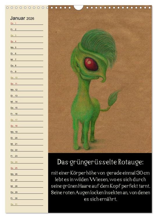 Produktbild: Fabelhafte Wesen / Geburtstagskalender (Wandkalender 2026 DIN A3 hoch), CALVENDO Monatskalender