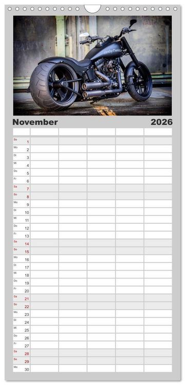 Produktbild: Familienplaner 2026 - Exklusive Best of Fat Ass Custombike Edition, feinste Harleys mit fettem Hintern mit 5 Spalten (Wandkalender, 21 x 45 cm) CALVENDO