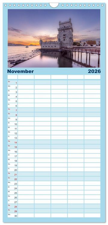 Produktbild: Familienplaner 2026 - Eine Stadt voller Charme - Lissabon mit 5 Spalten (Wandkalender, 21 x 45 cm) CALVENDO