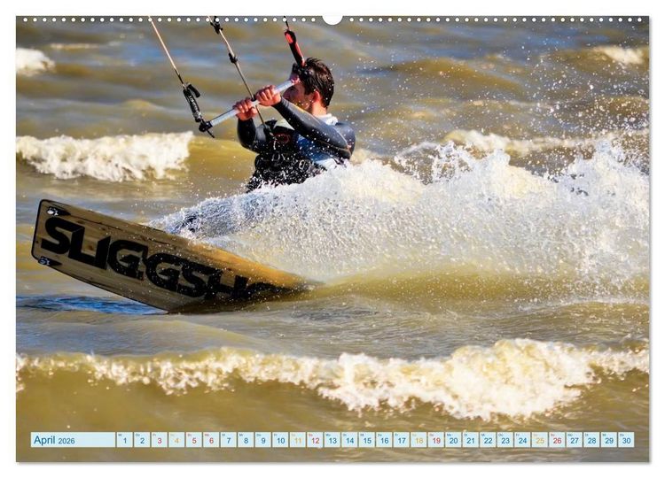Produktbild: Kitesurfen - Wasser, Wind und coole Typen (Wandkalender 2026 DIN A2 quer), CALVENDO Monatskalender
