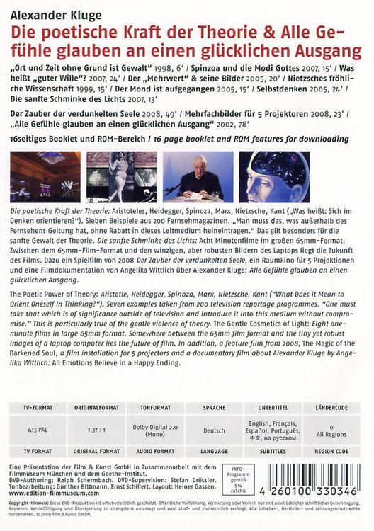 Produktbild: Die poetische Kraft der der Theorie/Alle Gef&uuml;hle glauben an einen - Edition Filmmuseum [2 DVDs]