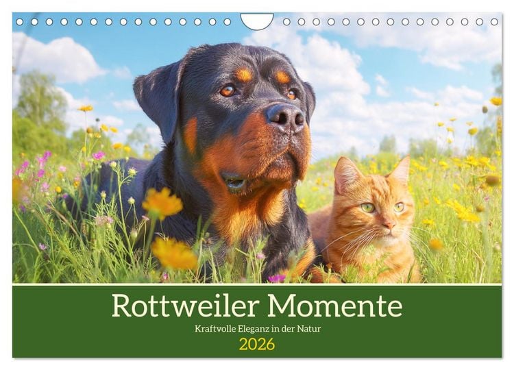 Produktbild: Rottweiler Momente. Kraftvolle Eleganz in der Natur (Wandkalender 2026 DIN A4 quer), CALVENDO Monatskalender
