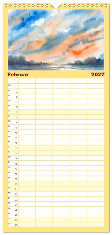 Produktbild: Familienplaner 2027 - Landschaft in Aquarell mit 5 Spalten (Wandkalender, 21 x 45 cm) CALVENDO