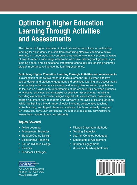 Produktbild: Optimizing Higher Education Learning Through Activities and Assessments