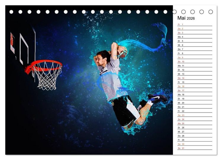 Produktbild: Basketball Fantasiewelten (Tischkalender 2026 DIN A5 quer), CALVENDO Monatskalender