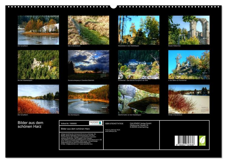 Produktbild: Bilder aus dem sch&ouml;nen Harz (hochwertiger Premium Wandkalender 2026 DIN A2 quer), Kunstdruck in Hochglanz