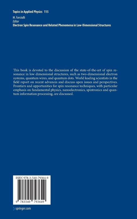 Produktbild: Electron Spin Resonance and Related Phenomena in Low-Dimensional Structures