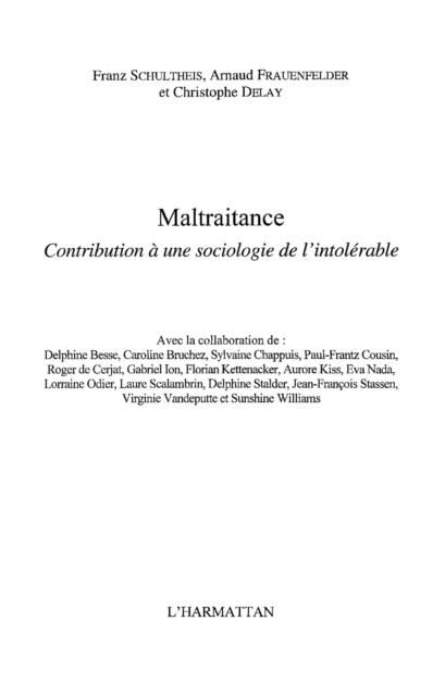 Produktbild: Maltraitance-Contribution a une sociolog