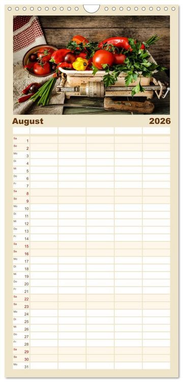 Produktbild: Familienplaner 2026 - K&uuml;chengeplauder - Nostalgische Momente mit 5 Spalten (Wandkalender, 21 x 45 cm) CALVENDO
