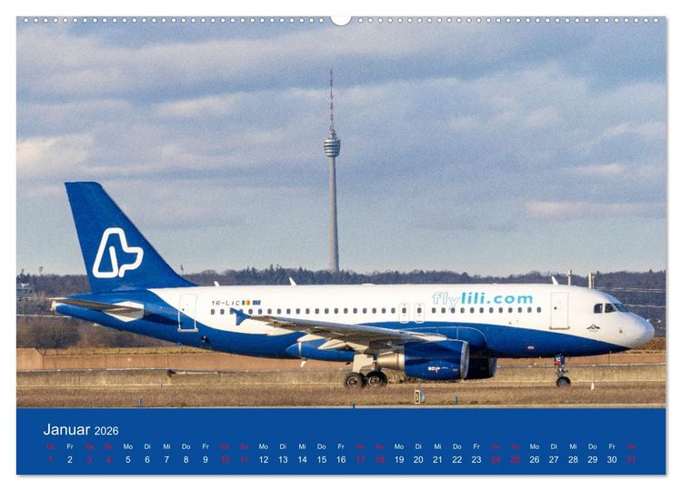 Produktbild: Besondere Flugzeuge am Flughafen Stuttgart (hochwertiger Premium Wandkalender 2026 DIN A2 quer), Kunstdruck in Hochglanz