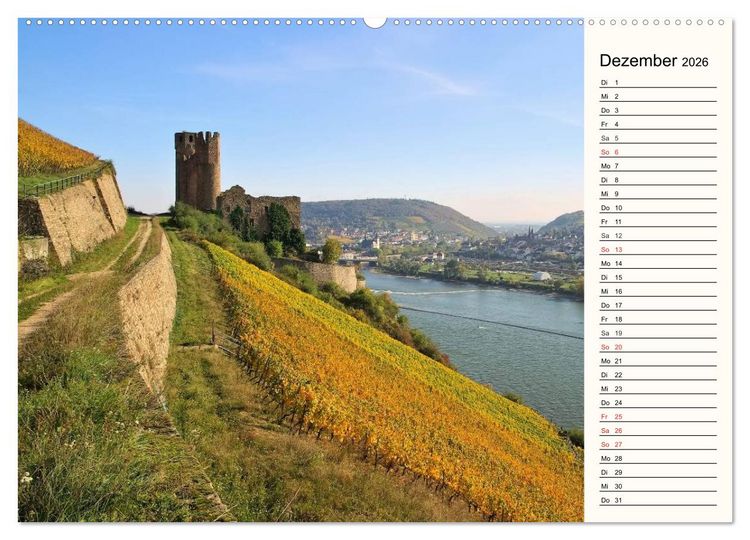 Produktbild: Der Rhein. Oberes Mittelrheintal von Bingen bis Koblenz (hochwertiger Premium Wandkalender 2026 DIN A2 quer), Kunstdruck in Hochglanz