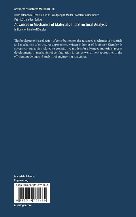 Produktbild: Advances in Mechanics of Materials and Structural Analysis