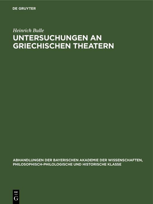 Produktbild: Untersuchungen an Griechischen Theatern