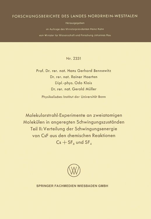 Produktbild: Molekularstrahl-Experimente an zweiatomigen Molek&uuml;len in angeregten Schwingungszust&auml;nden