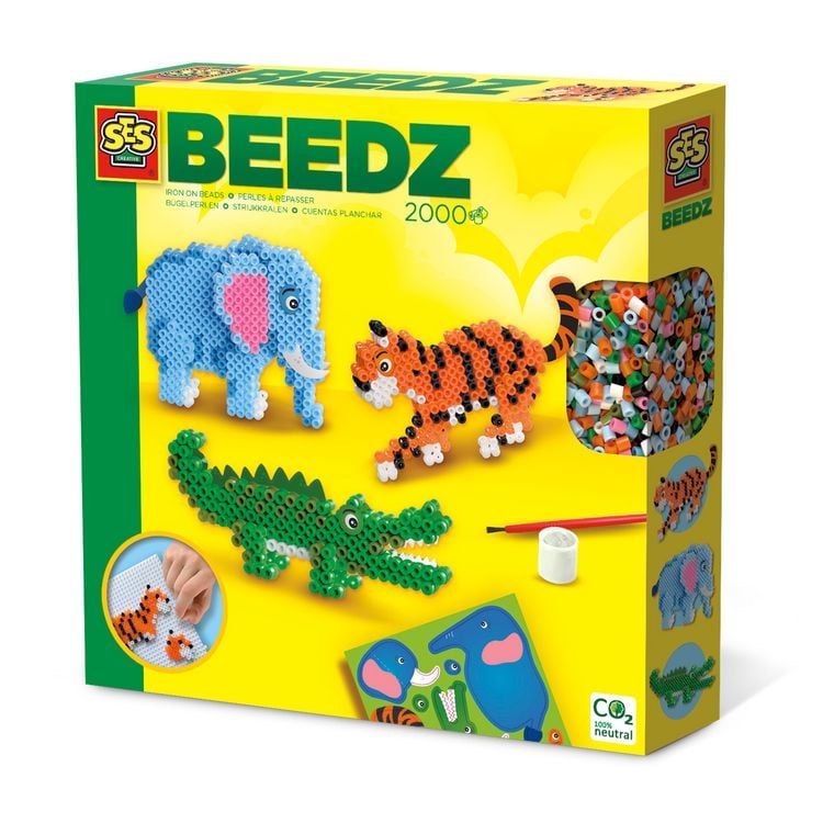 Produktbild: SES CREATIVE B&uuml;gelperlenset BEEDZ Safari Tiere 2000 St&uuml;ck