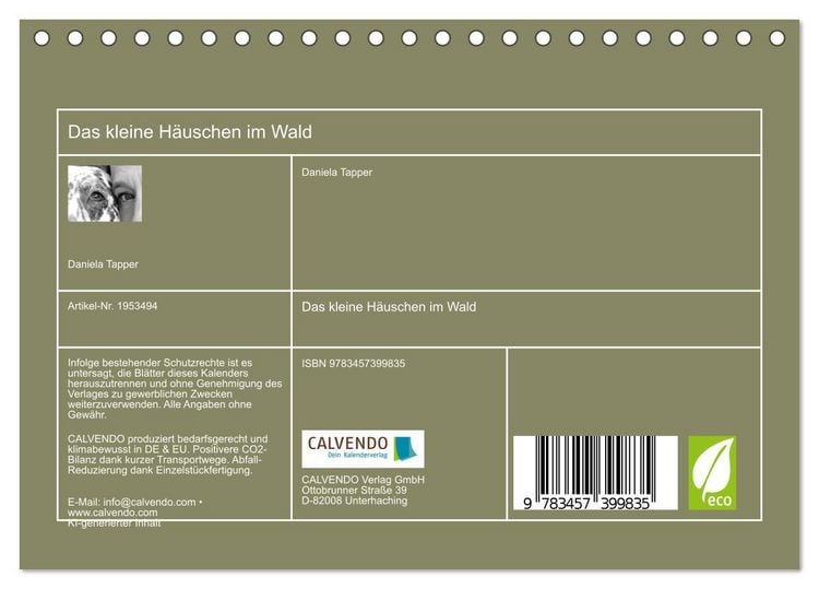 Produktbild: Das kleine H&auml;uschen im Wald (Tischkalender 2026 DIN A5 quer), CALVENDO Monatskalender