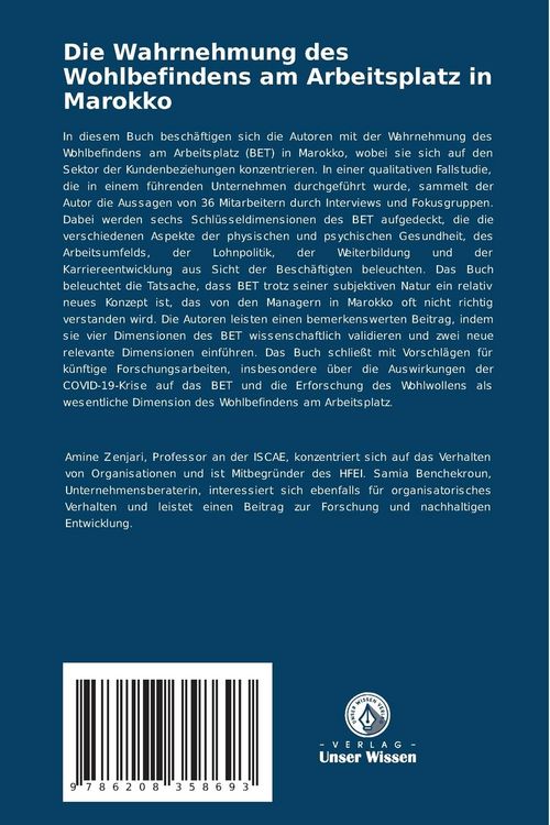 Produktbild: Die Wahrnehmung des Wohlbefindens am Arbeitsplatz in Marokko