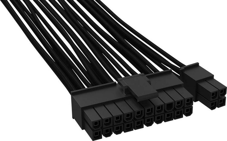 Produktbild: BeQuiet Computer, Strom Kabel [1x ATX-Strom-Stecker 24pol. (20+4) - 1x ATX-Strom-Stecker 24pol. (20+4)] 0.60 m Schwarz