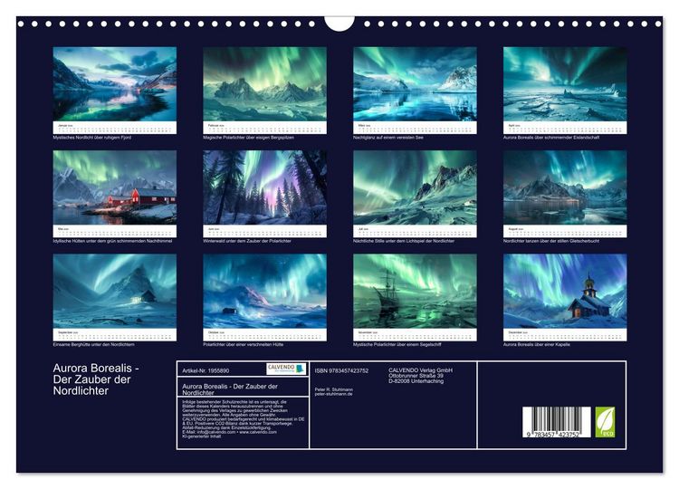 Produktbild: Aurora Borealis - Der Zauber der Nordlichter (Wandkalender 2026 DIN A3 quer), CALVENDO Monatskalender