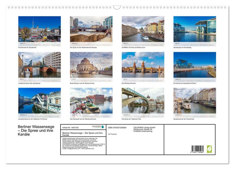 Produktbild: Berliner Wasserwege &ndash; Die Spree und ihre Kan&auml;le (Wandkalender 2026 DIN A2 quer), CALVENDO Monatskalender