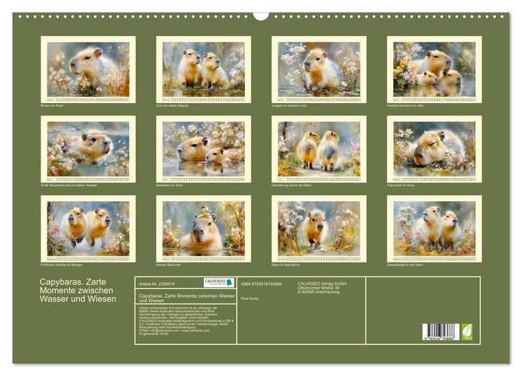 Produktbild: Capybaras. Zarte Momente zwischen Wasser und Wiesen (Wandkalender 2027 DIN A2 quer), CALVENDO Monatskalender