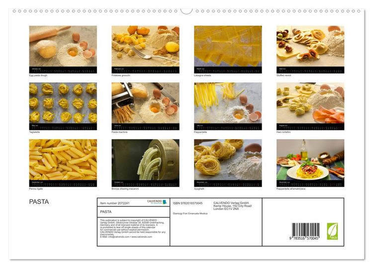 Produktbild: PASTA (High Quality Premium Wall Calendar 2026 DIN A2 landscape),CALVENDO 12 Month Wall Calendar