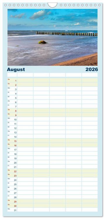 Produktbild: Familienplaner 2026 - Farben der Ostsee mit 5 Spalten (Wandkalender, 21 x 45 cm) CALVENDO