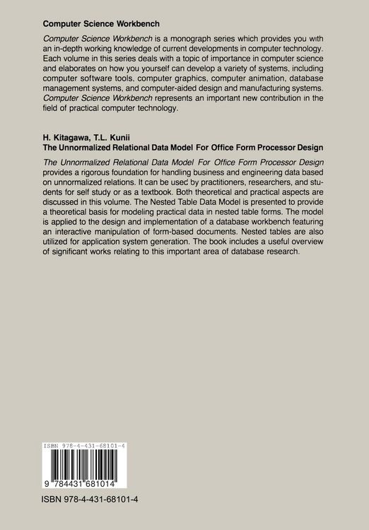 Produktbild: The Unnormalized Relational Data Model