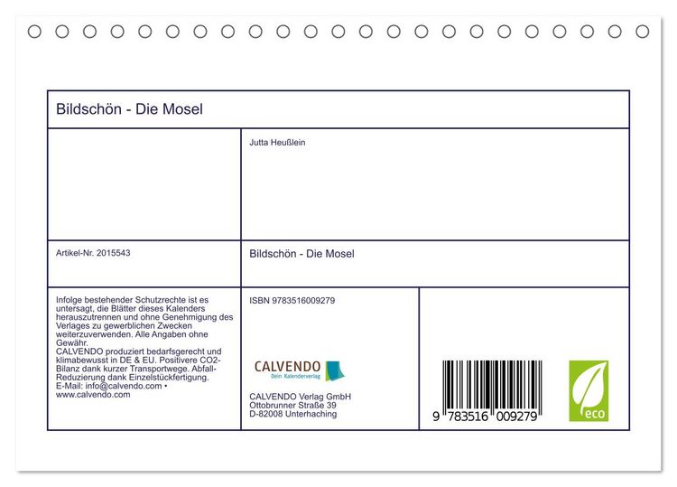 Produktbild: Bildsch&ouml;n - Die Mosel (Tischkalender 2026 DIN A5 quer), CALVENDO Monatskalender