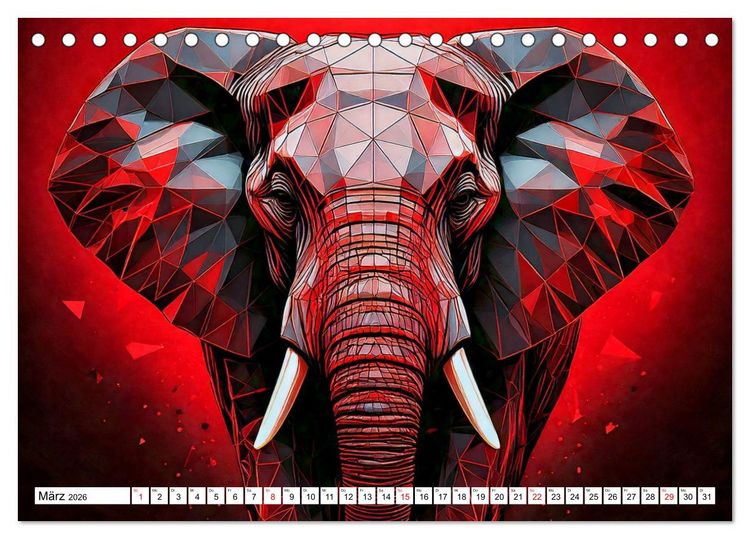 Produktbild: Low Poly Wildlife (Tischkalender 2026 DIN A5 quer), CALVENDO Monatskalender