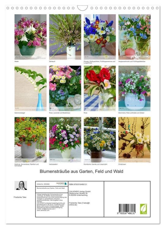 Produktbild: Blumenstr&auml;u&szlig;e aus Garten, Feld und Wald (Wandkalender 2026 DIN A3 hoch), CALVENDO Monatskalender