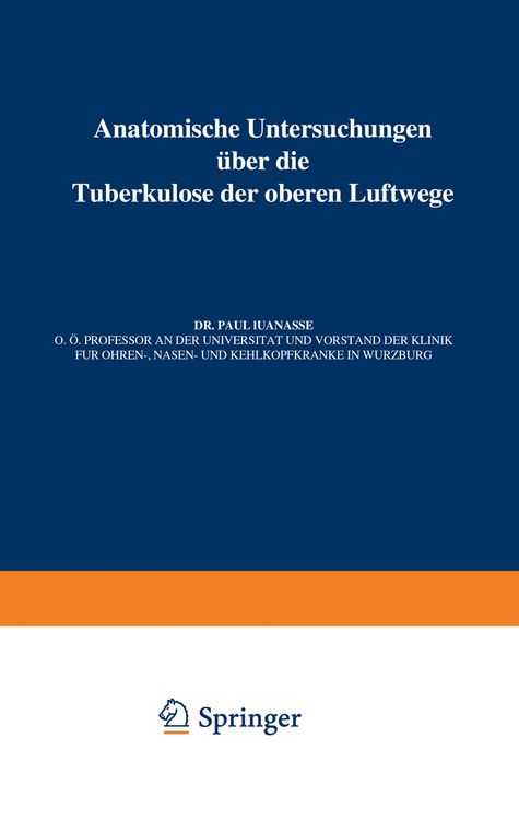 Produktbild: Anatomische Untersuchungen &Uuml;ber die Tuberkulose der oberen Luftwege