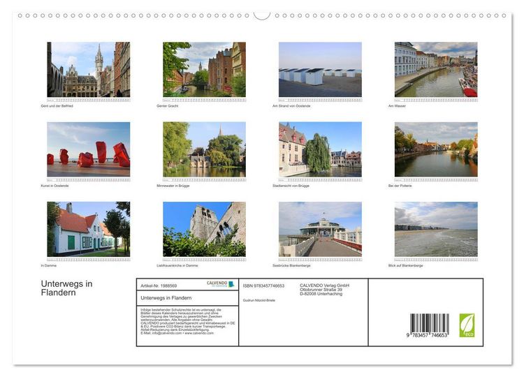 Produktbild: Unterwegs in Flandern (hochwertiger Premium Wandkalender 2026 DIN A2 quer), Kunstdruck in Hochglanz