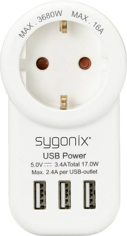 Produktbild: Sygonix SY-4755856 Zwischensteckdose mit USB Wei&szlig;