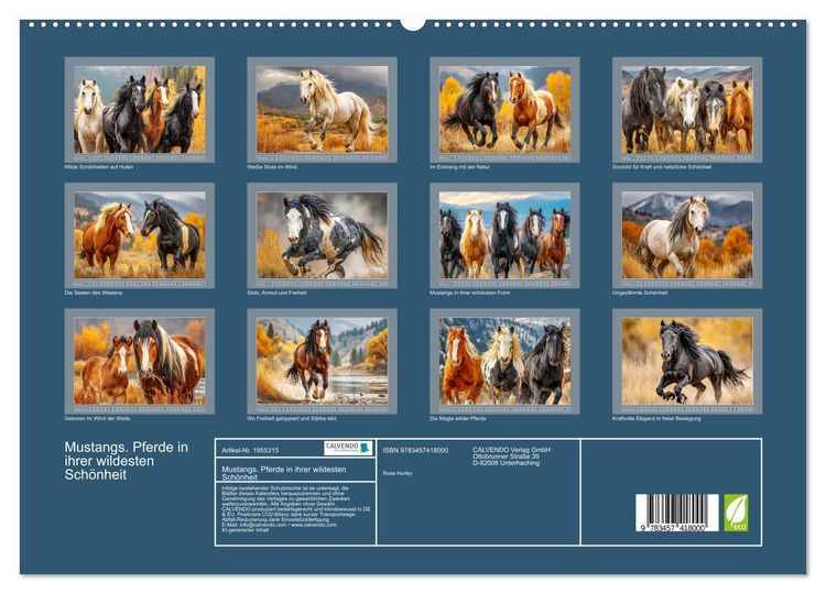 Produktbild: Mustangs. Pferde in ihrer wildesten Sch&ouml;nheit (hochwertiger Premium Wandkalender 2026 DIN A2 quer), Kunstdruck in Hochglanz