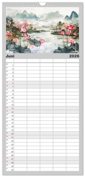 Produktbild: Familienplaner 2026 - Die Essenz von China - Chinesische Landschaften und Symbole in Harmonie mit 5 Spalten (Wandkalender, 21 x 45 cm) CALVENDO