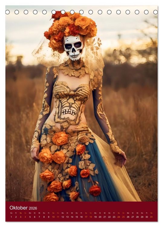 Produktbild: Dia de Muertos Kreative Portr&auml;ts in Festanlehnung (Tischkalender 2026 DIN A5 hoch), CALVENDO Monatskalender