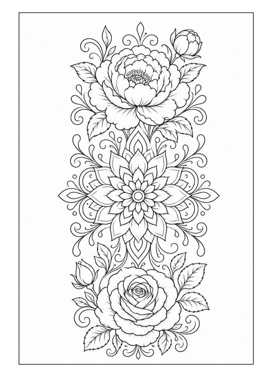 Produktbild: Mandala Blumen Malbuch f&uuml;r Erwachsene mit 100 floralen Ausmalmotiven