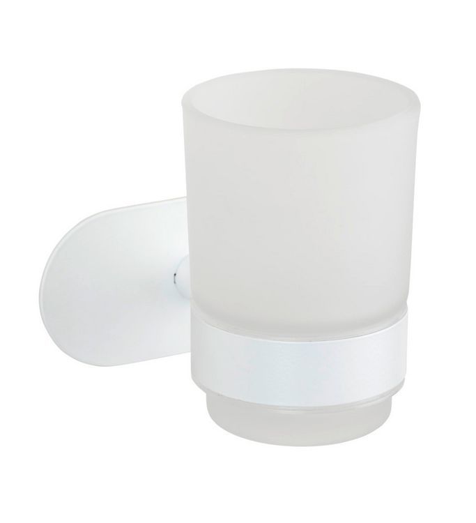 Produktbild: Turbo-Loc&reg; Zahnputzbecherhalter Uno Mod. Orea White matt, aus rostfreiem Edelstahl