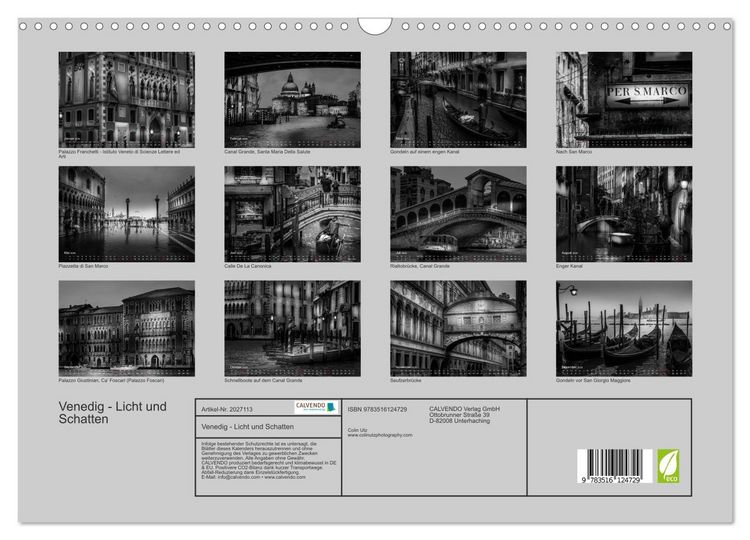 Produktbild: Venedig - Licht und Schatten (Wandkalender 2026 DIN A3 quer), CALVENDO Monatskalender