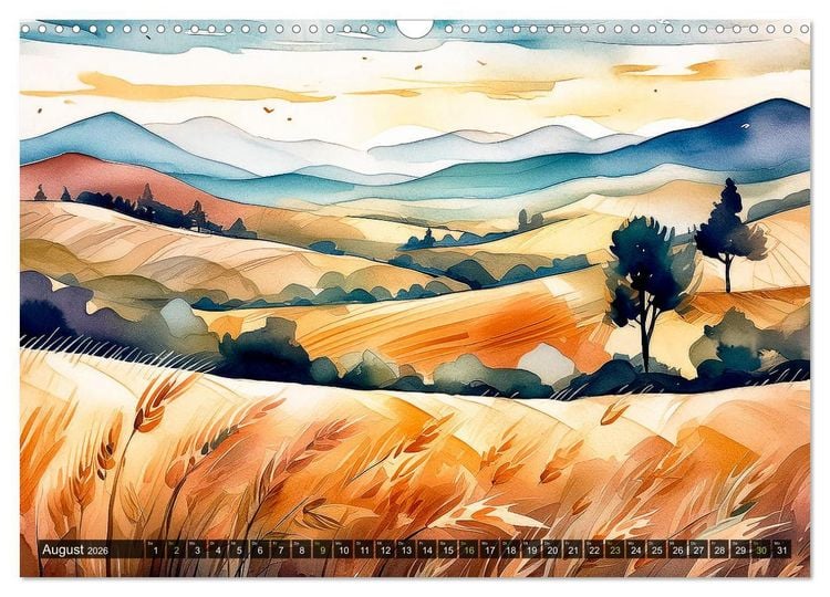 Produktbild: Die Natur in Aquarellbildern (Wandkalender 2026 DIN A3 quer), CALVENDO Monatskalender