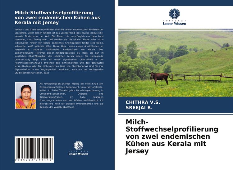 Produktbild: Milch-Stoffwechselprofilierung von zwei endemischen K&uuml;hen aus Kerala mit Jersey